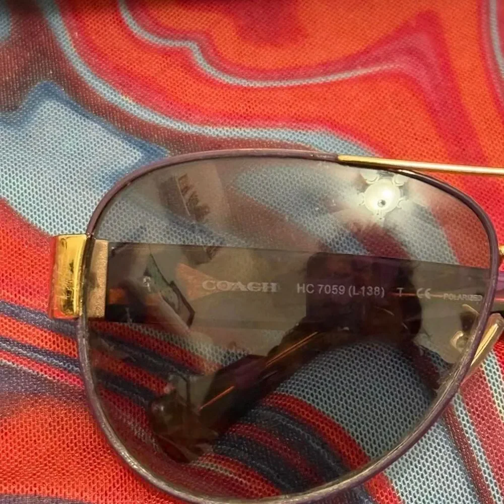 Coach Gold Aviator Sunglasses HC7059 Vintage Luxury w/ Coach Case